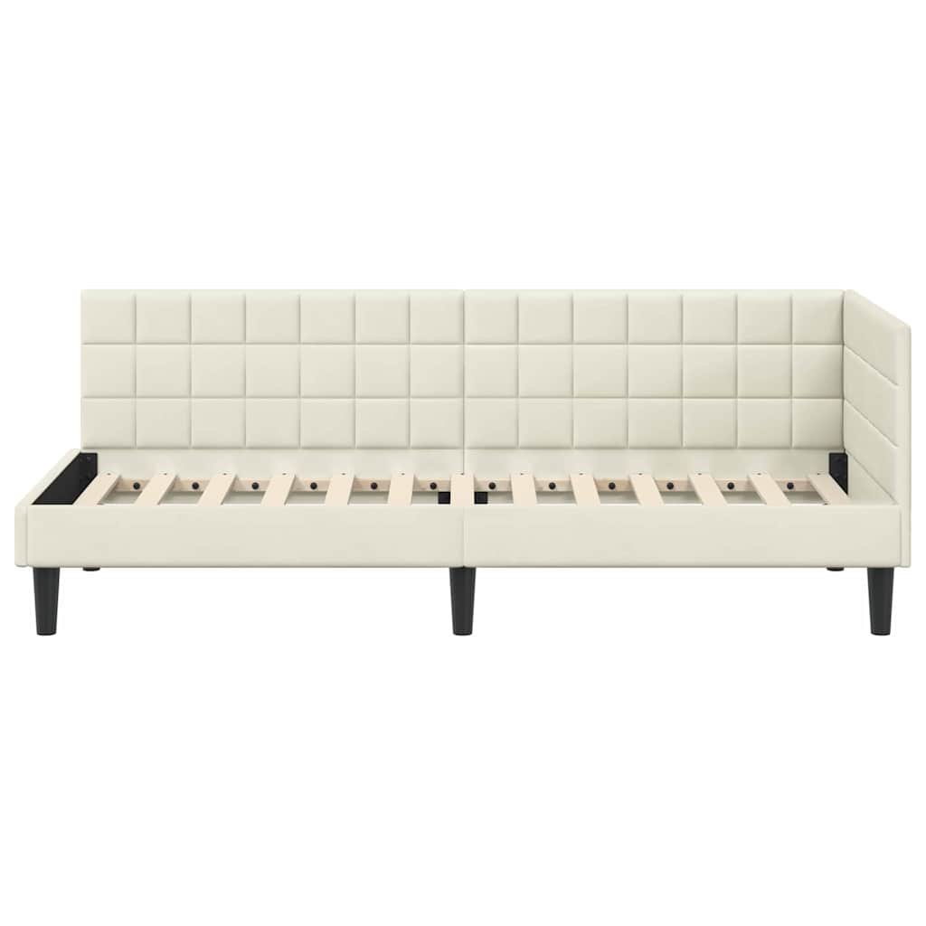 Sarokágy keret fejtámlával Krém 80 cm x 200 cm Bársony