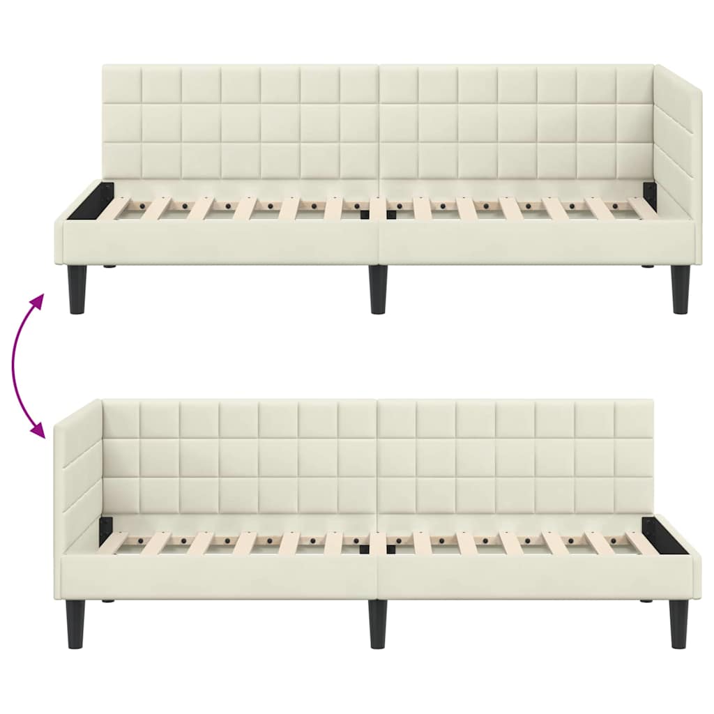 Sarokágy keret fejtámlával Krém 80 cm x 200 cm Bársony