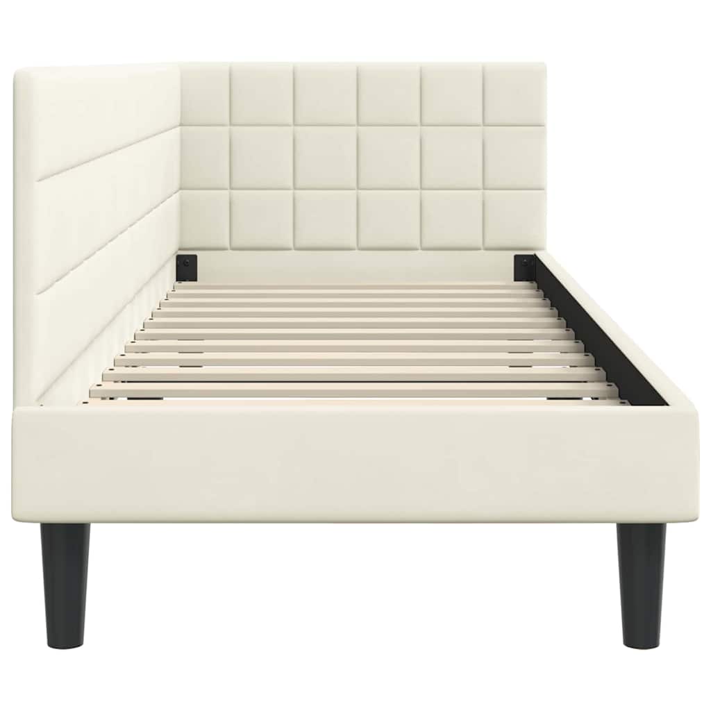 Sarokágy keret fejtámlával Krém 80 cm x 200 cm Bársony