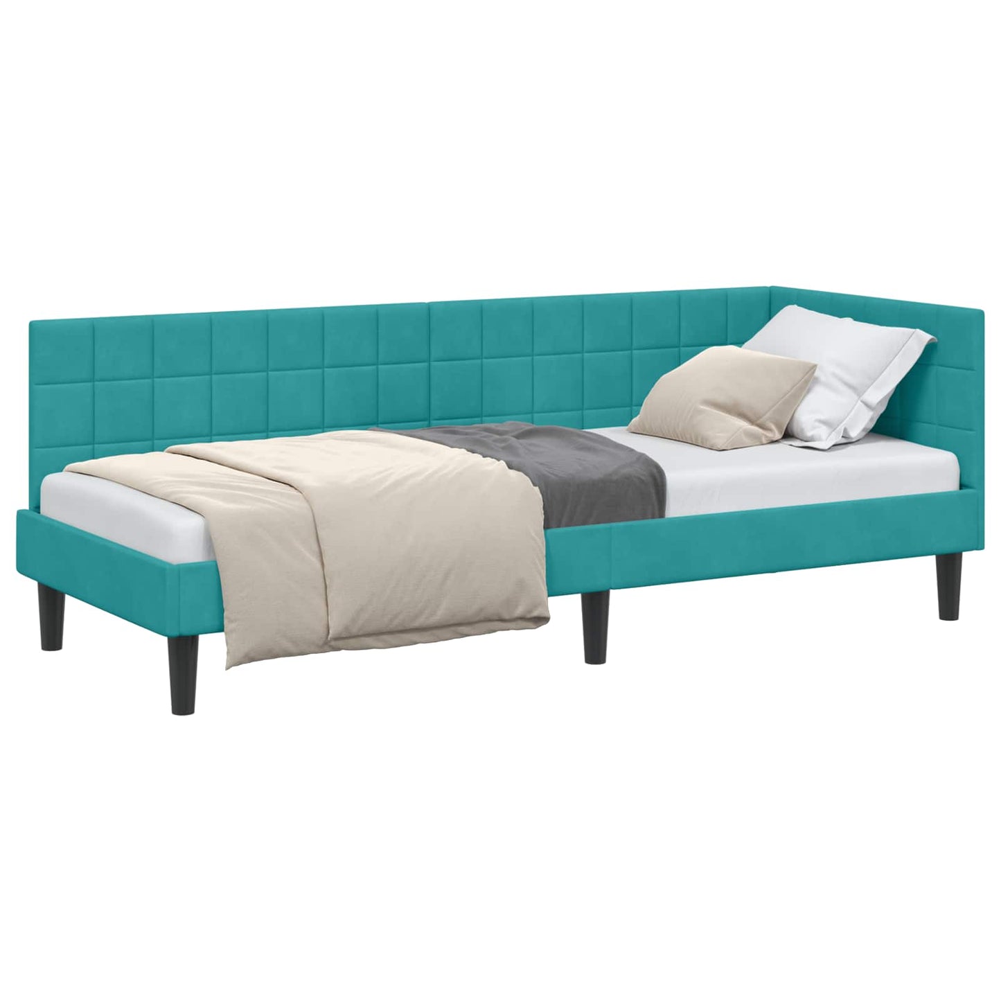 Sarokágy keret fejtámlával Türkiz 80 cm x 200 cm Bársony