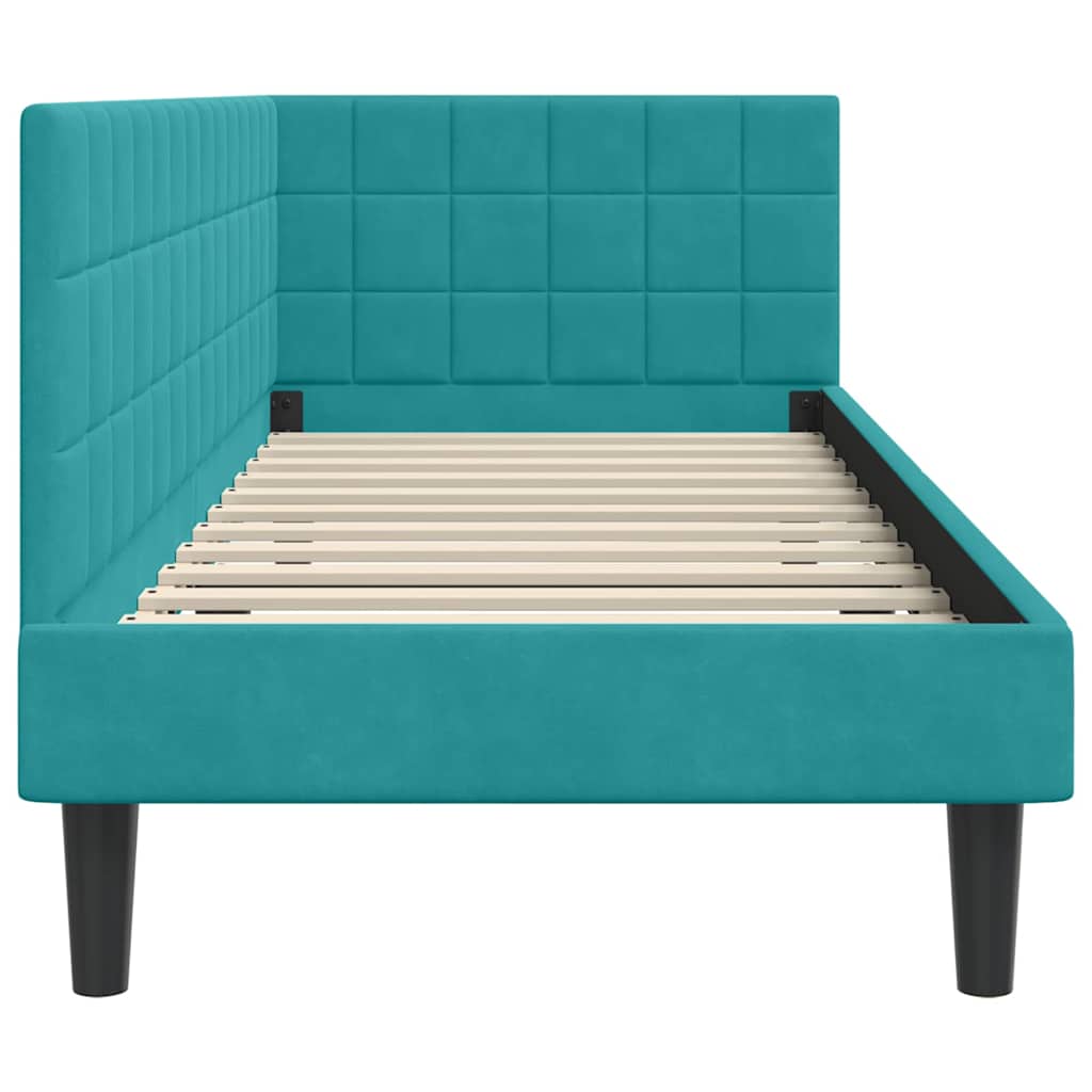 Sarokágy keret fejtámlával Türkiz 80 cm x 200 cm Bársony