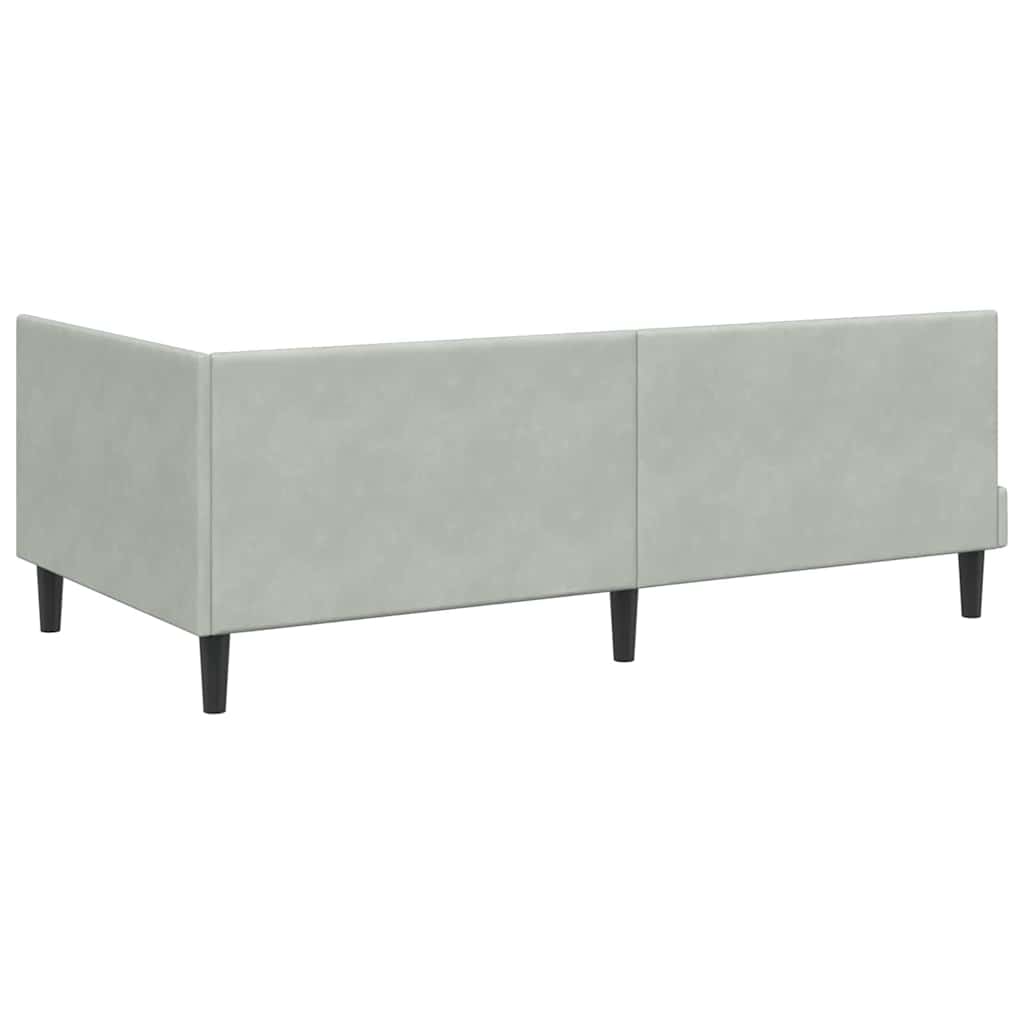 Sarokágy keret fejtámlával Világosszürke 90 cm x 200 cm Bársony