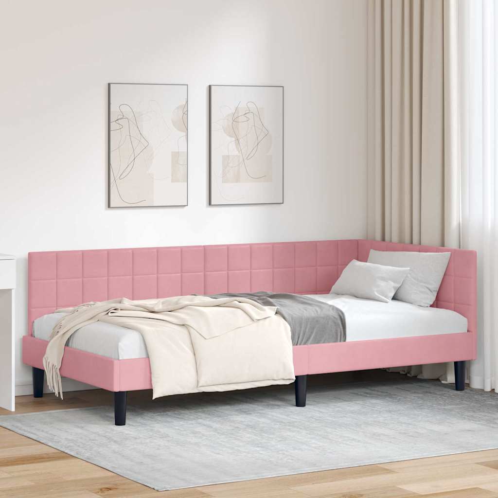 Sarokágy keret Rózsaszín 90 x 200 cm Bársony