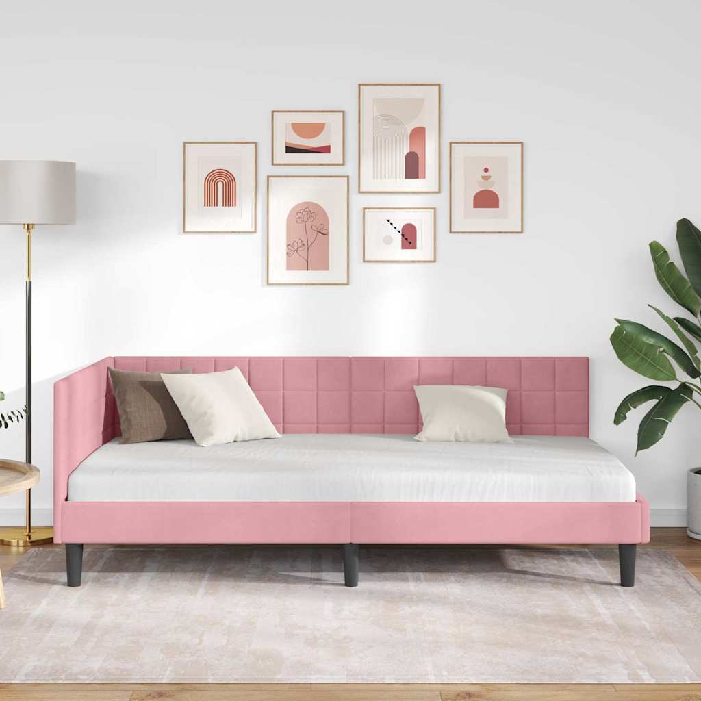 Sarokágy keret Rózsaszín 90 x 200 cm Bársony