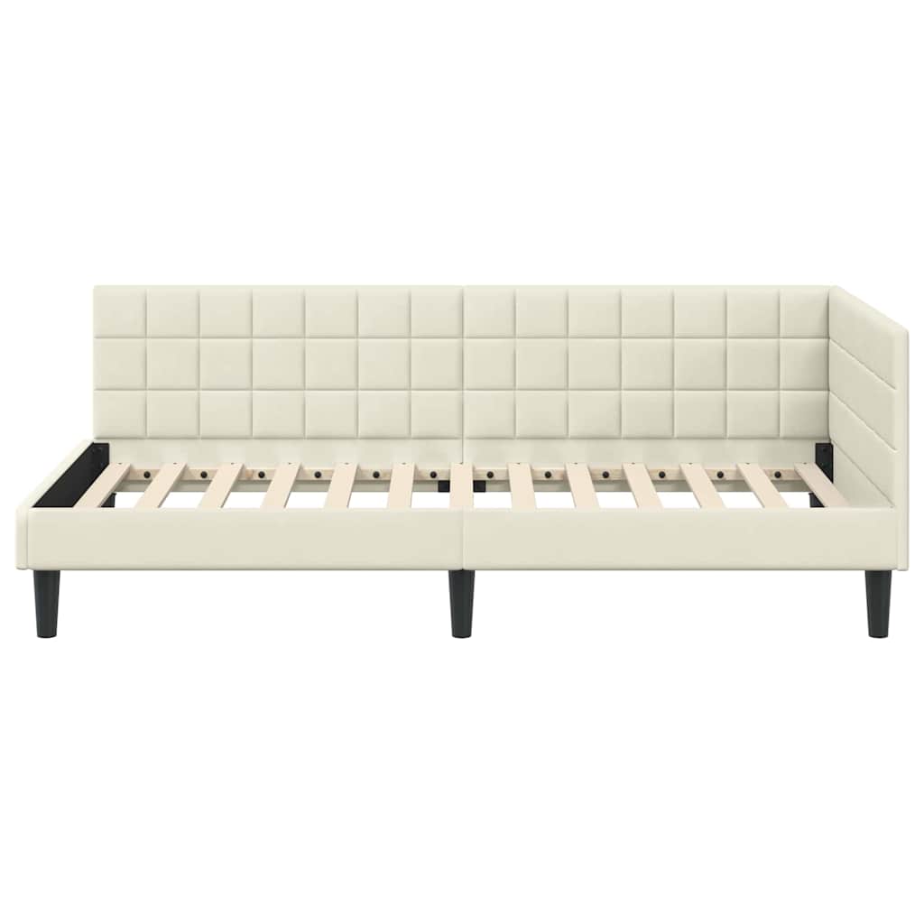 Sarokágy keret fejtámlával Krém 90 cm x 200 cm Bársony