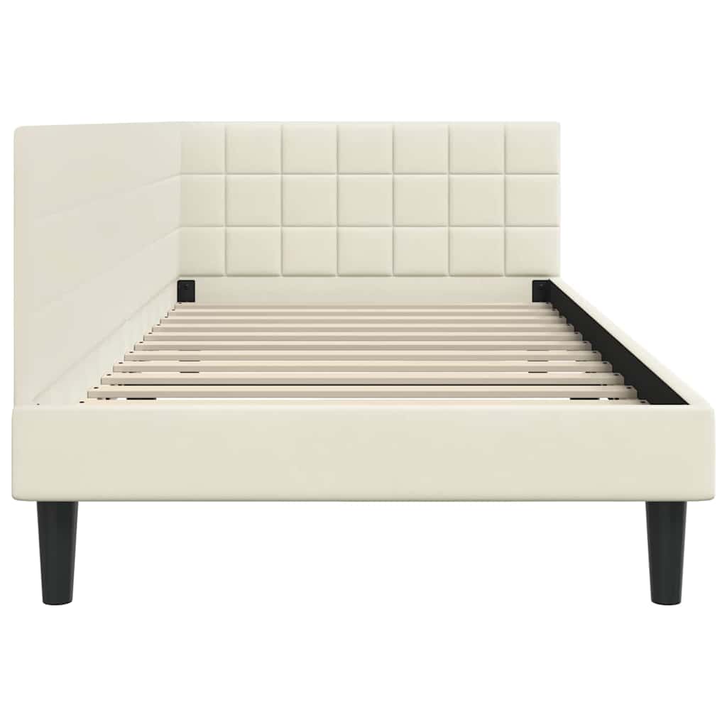 Sarokágy keret fejtámlával Krém 90 cm x 200 cm Bársony