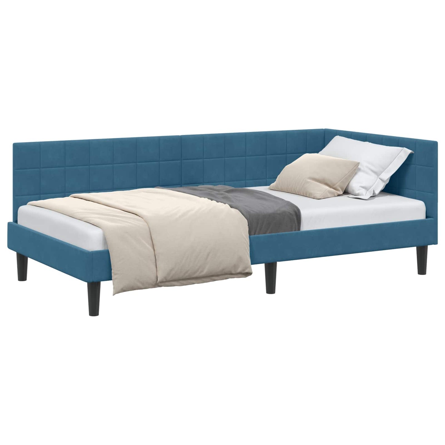 Sarokágy keret fejtámlával Kék 100 cm x 200 cm Bársony