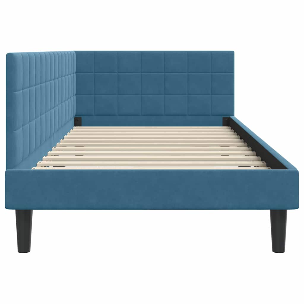 Sarokágy keret fejtámlával Kék 100 cm x 200 cm Bársony