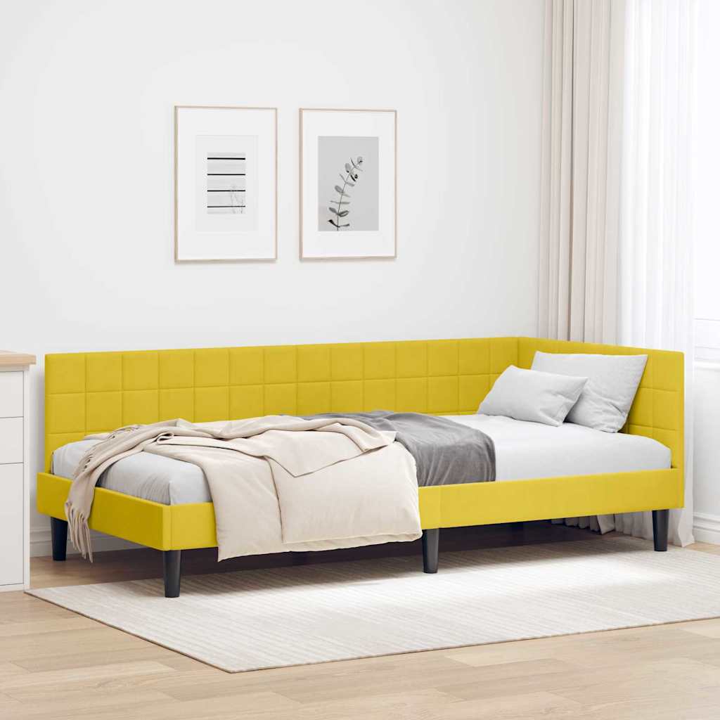 Sarokágy keret fejtámlával Sárga 100 cm x 200 cm Bársony