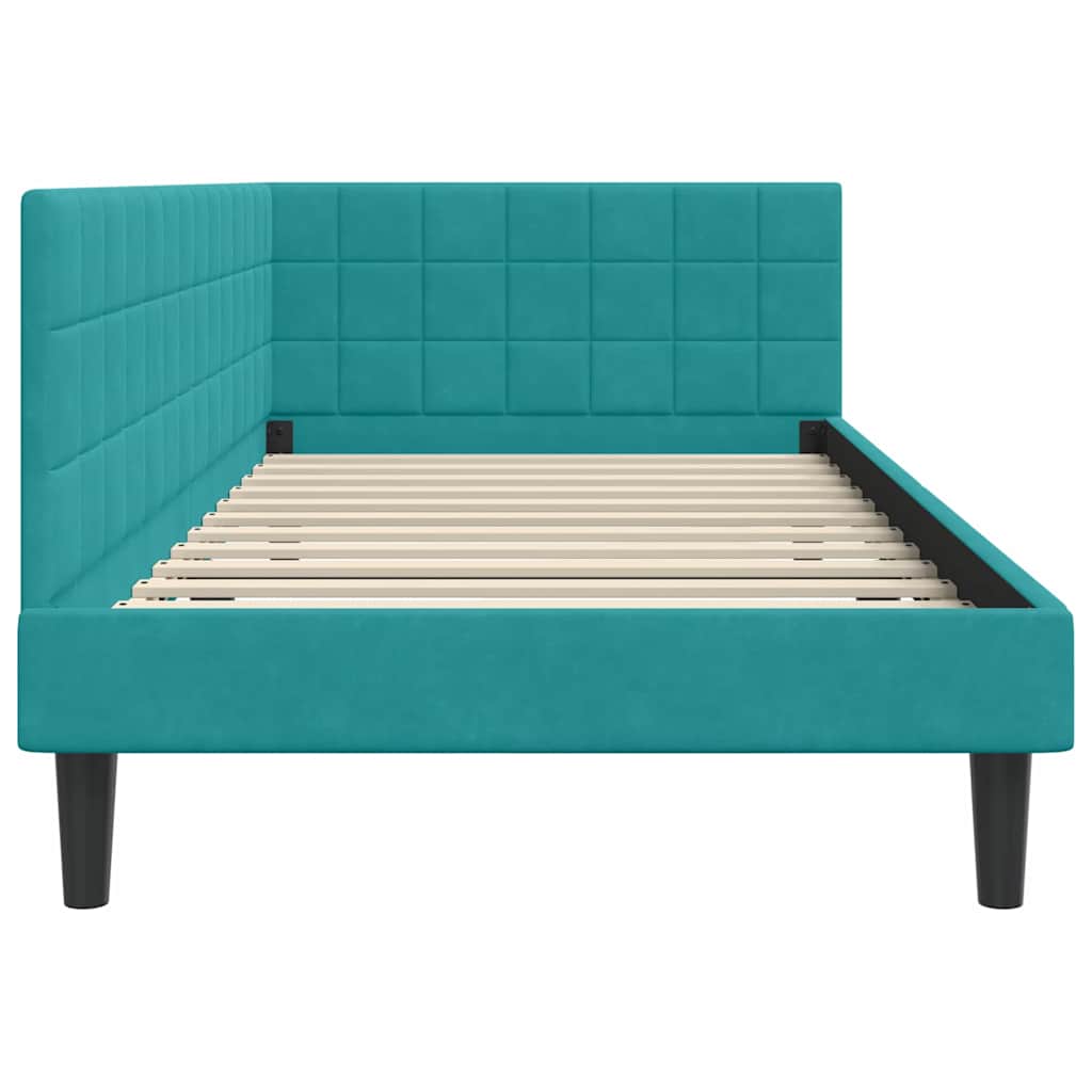 Sarokágy keret fejtámlával Türkiz 100 cm x 200 cm Bársony
