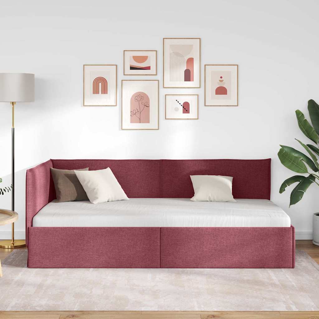 Sarokágy keret fejtámlával Bordó 80 x 200 cm szövet