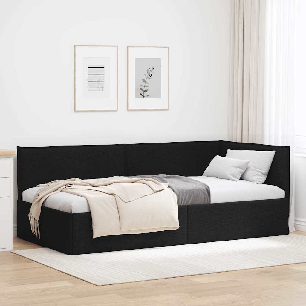 Sarokágy keret Fekete 90 x 200 cm szövet