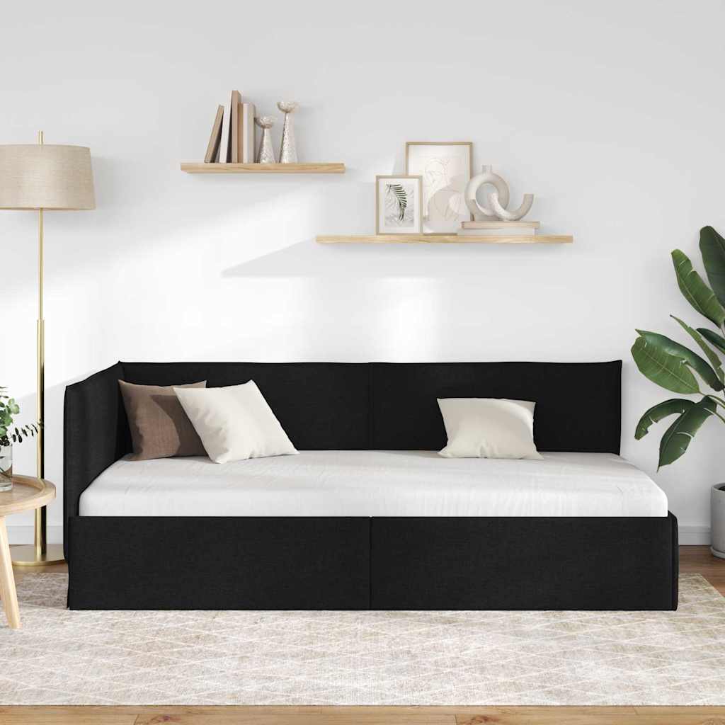 Sarokágy keret Fekete 90 x 200 cm szövet