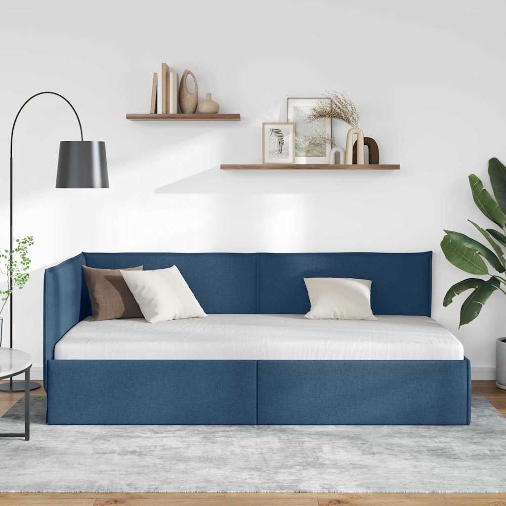 Sarokágy keret fejtámlával Kék 100 x 200 cm szövet