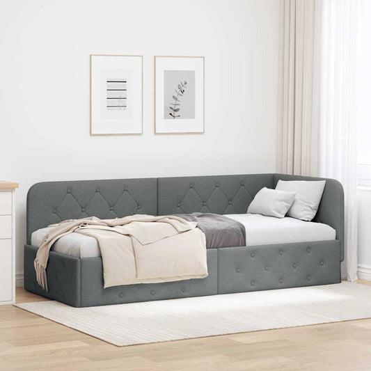 Sarokágy keret Sötétszürke 80 x 200 cm szövet
