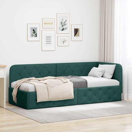 Sarokágy keret Sötétzöld 80 x 200 cm szövet