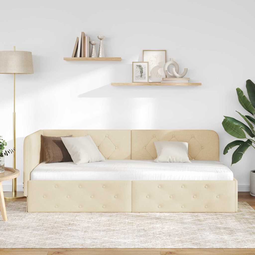 Sarokágy keret Krém 80 x 200 cm szövet