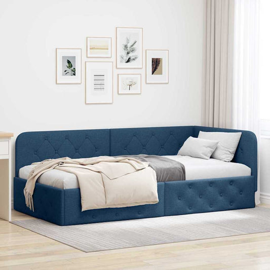 Sarokágy keret Kék 90 x 190 cm szövet