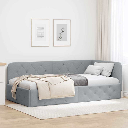 Sarokágy keret Világosszürke 90 x 200 cm szövet