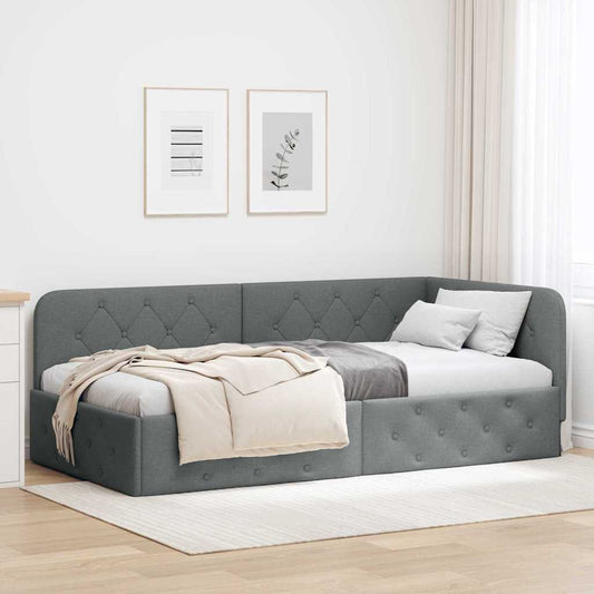 Sarokágy keret Sötétszürke 90 x 200 cm szövet