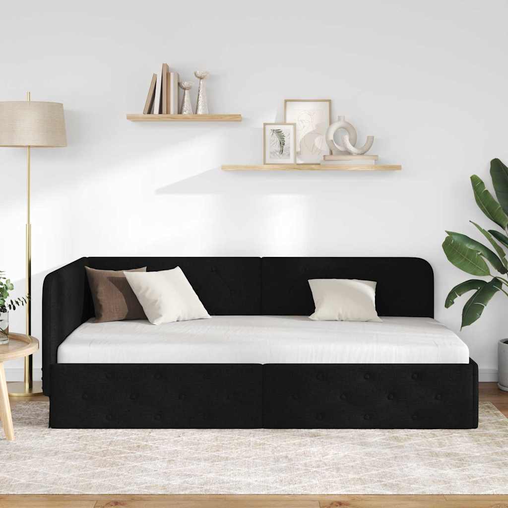 Sarokágy keret Fekete 90 x 200 cm szövet