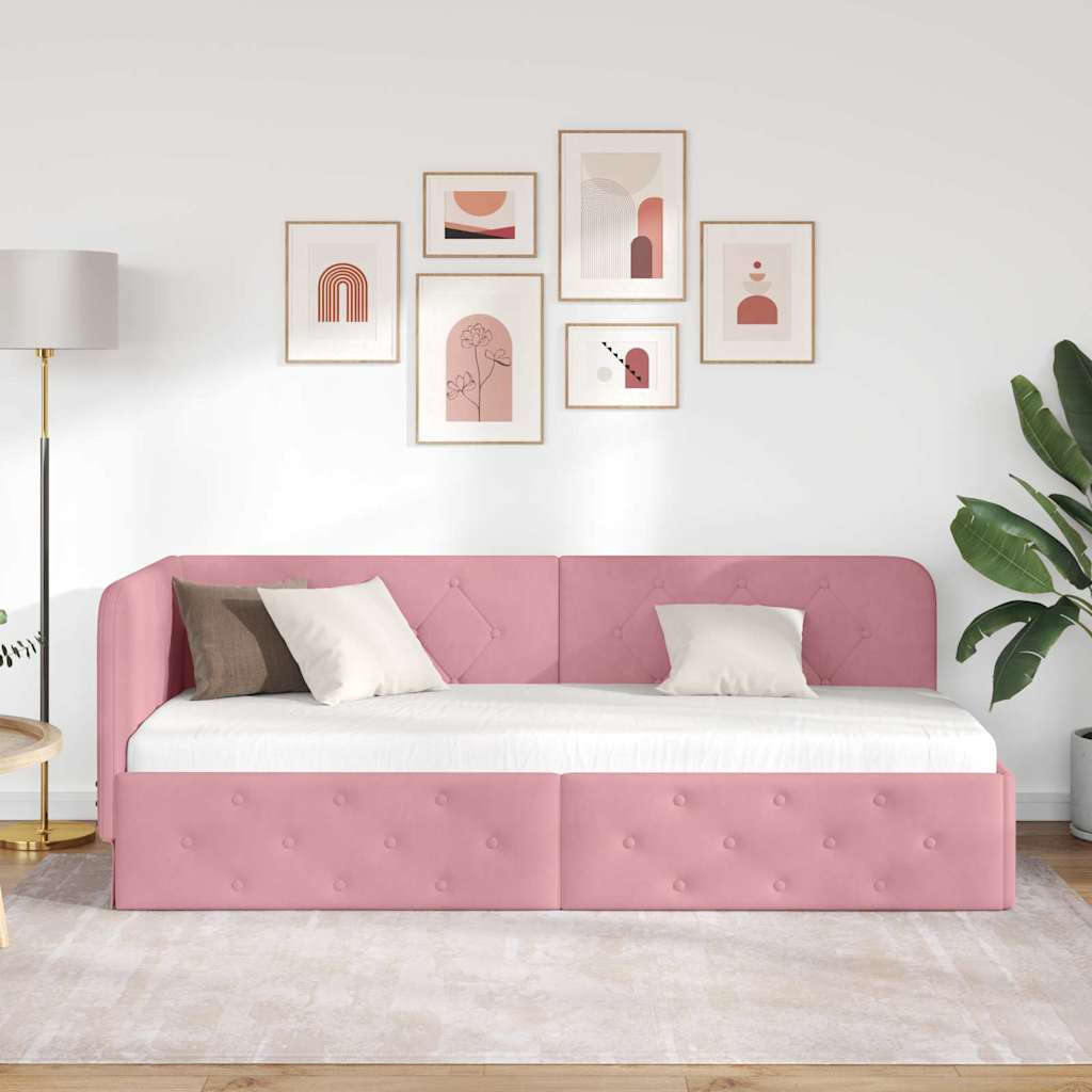 Sarokágy keret Rózsaszín 80 x 200 cm Bársony