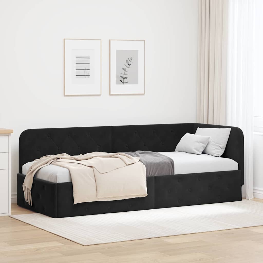 Sarokágy keret Fekete 80 x 200 cm Bársony