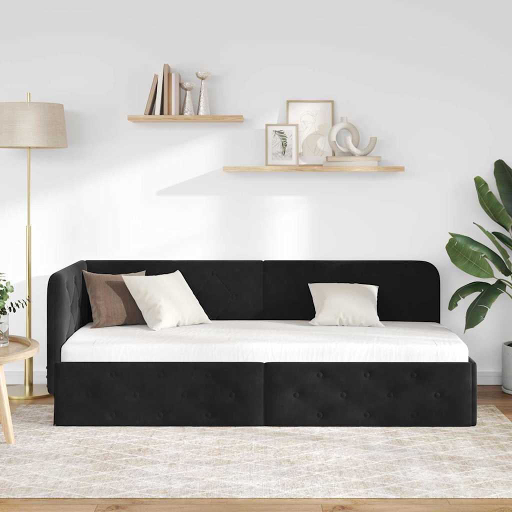 Sarokágy keret Fekete 80 x 200 cm Bársony