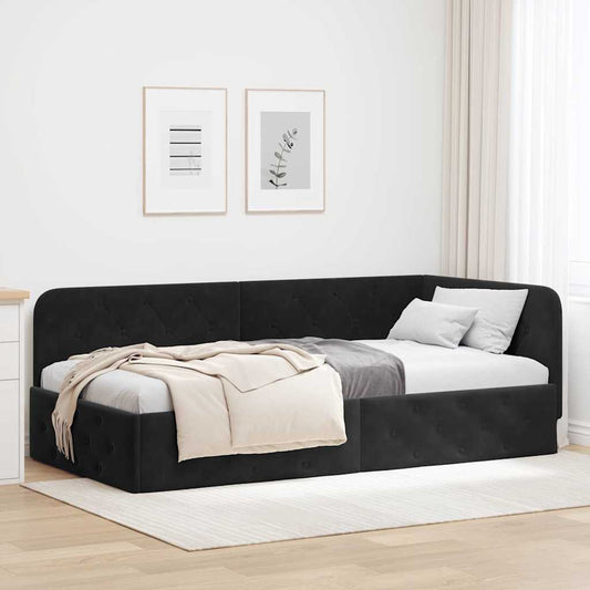 Sarokágy keret Fekete 90 x 190 cm Bársony