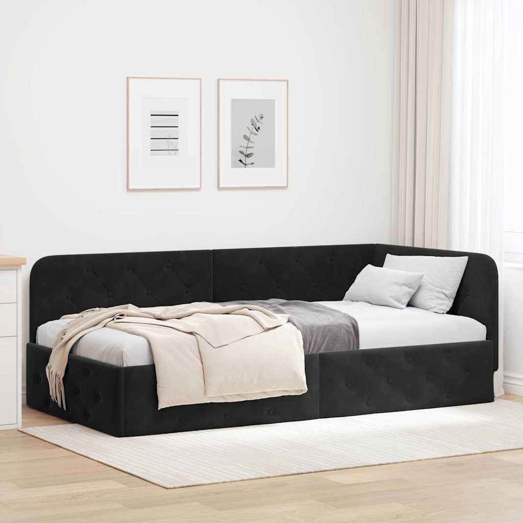 Sarokágy keret Fekete 90 x 190 cm Bársony
