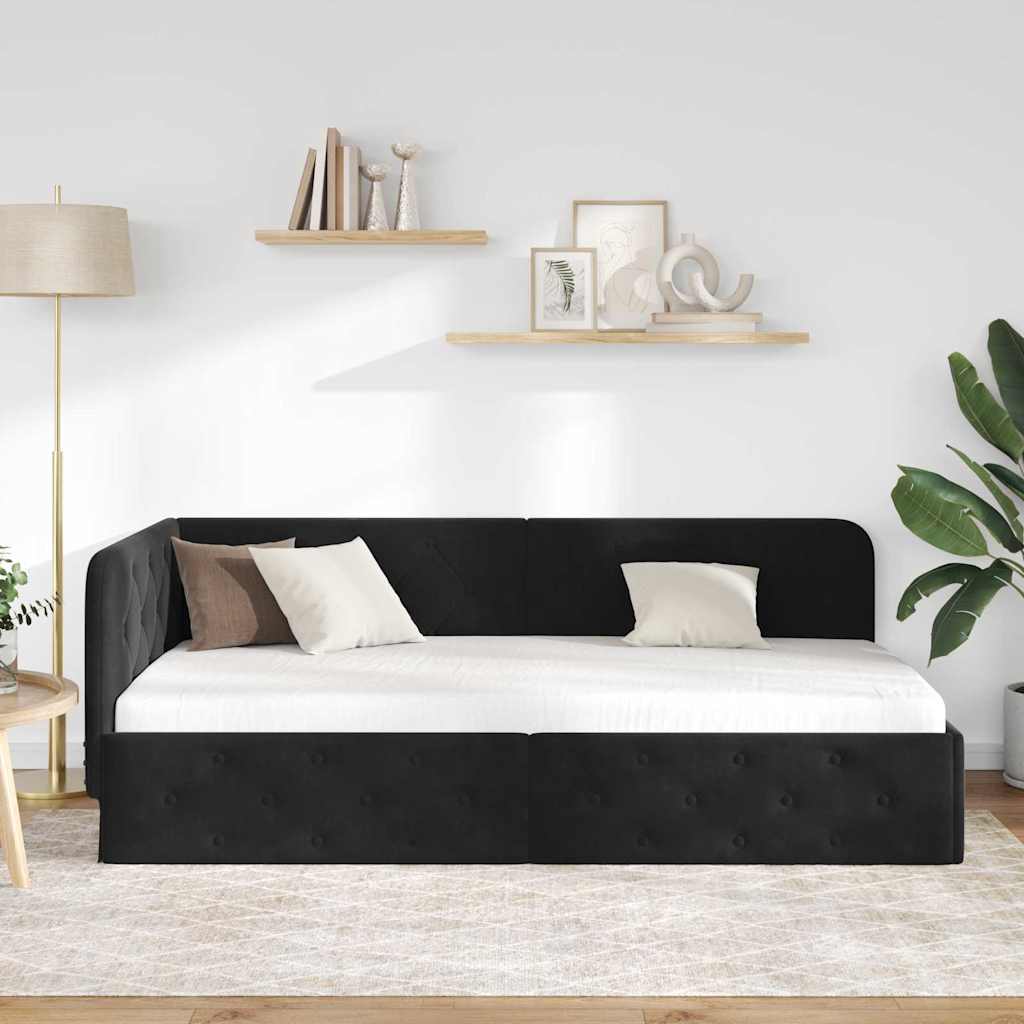 Sarokágy keret Fekete 100 x 200 cm Bársony
