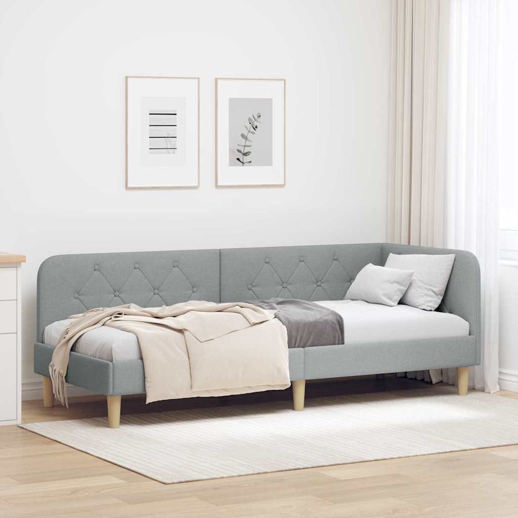 Sarokágy keret Világosszürke 80 x 200 cm szövet