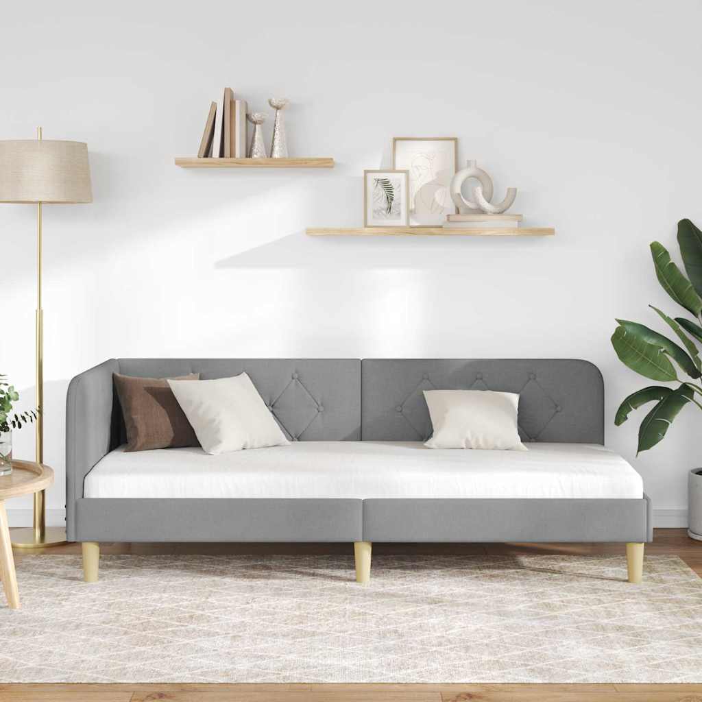 Sarokágy keret Világosszürke 80 x 200 cm szövet