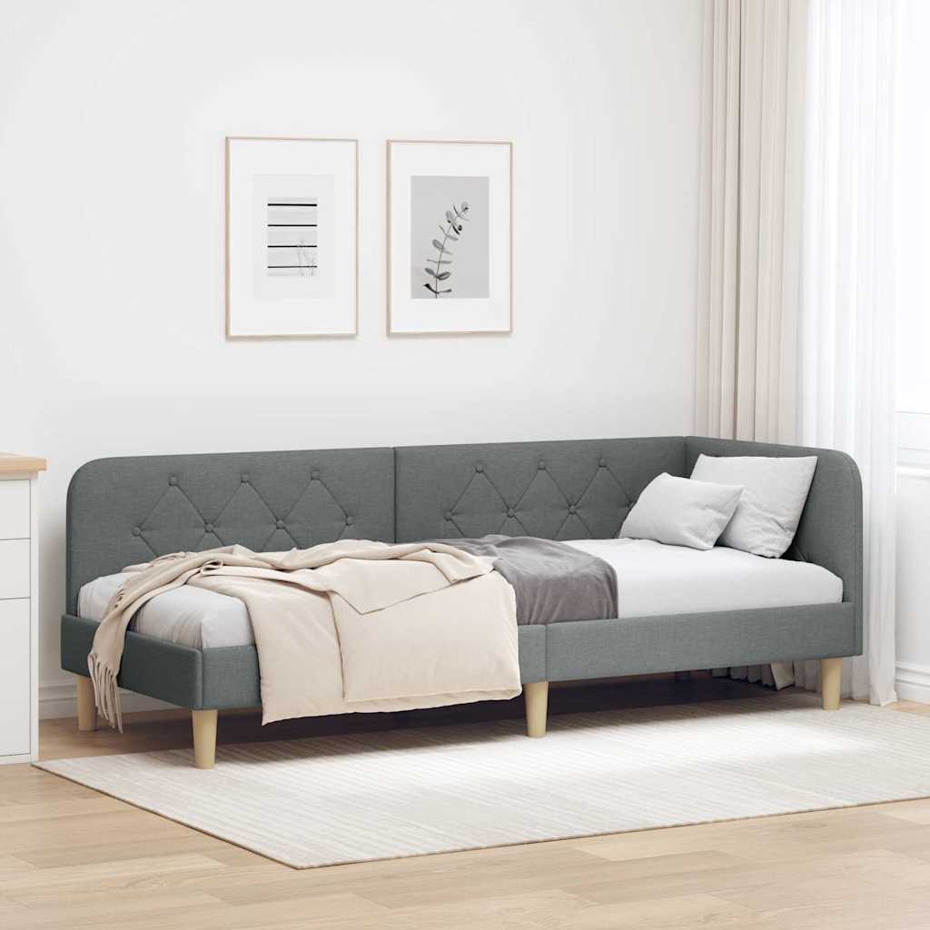 Sarokágy keret Sötétszürke 80 x 200 cm szövet