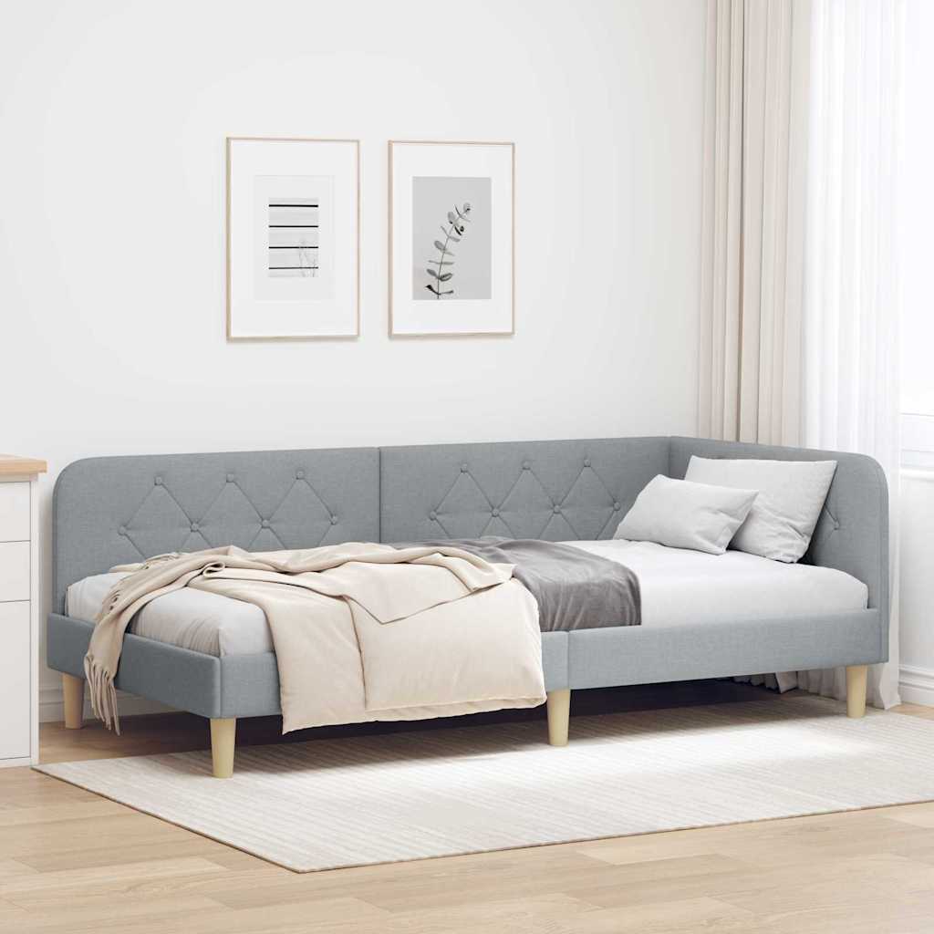 Sarokágy keret Világosszürke 90 x 190 cm szövet