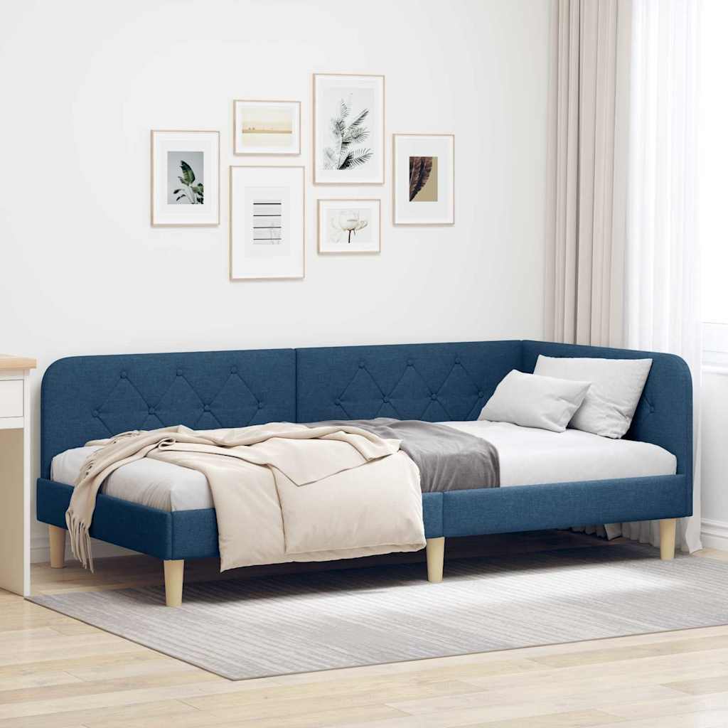 Sarokágy keret Kék 90 x 190 cm szövet