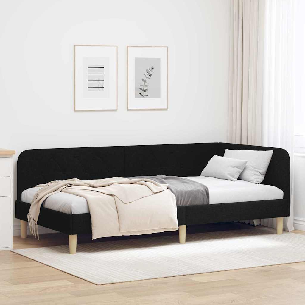 Sarokágy keret Fekete 90 x 200 cm szövet