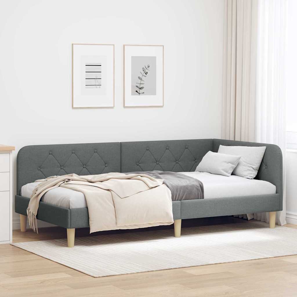 Sarokágy keret Sötétszürke 100 x 200 cm szövet