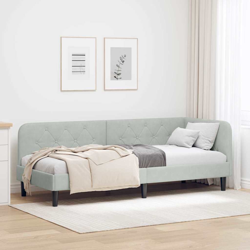 Sarokágy keret Világosszürke 80 x 200 cm Bársony