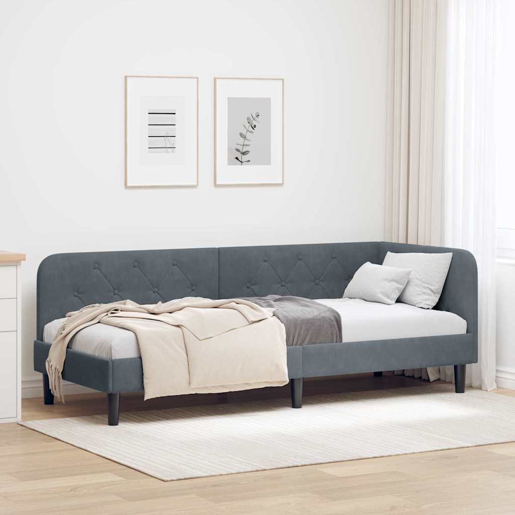 Sarokágy keret Sötétszürke 80 x 200 cm Bársony