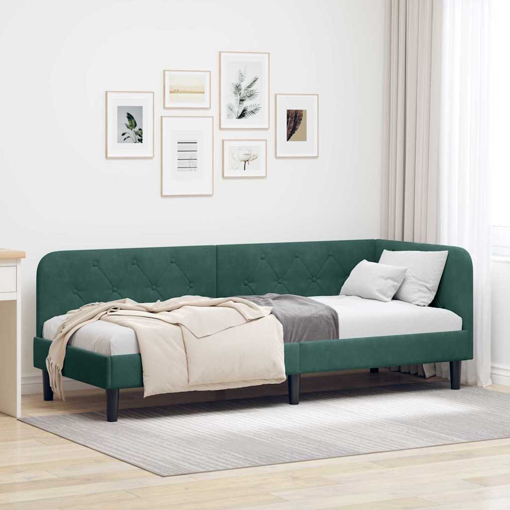 Sarokágy keret Sötétzöld 80 x 200 cm Bársony