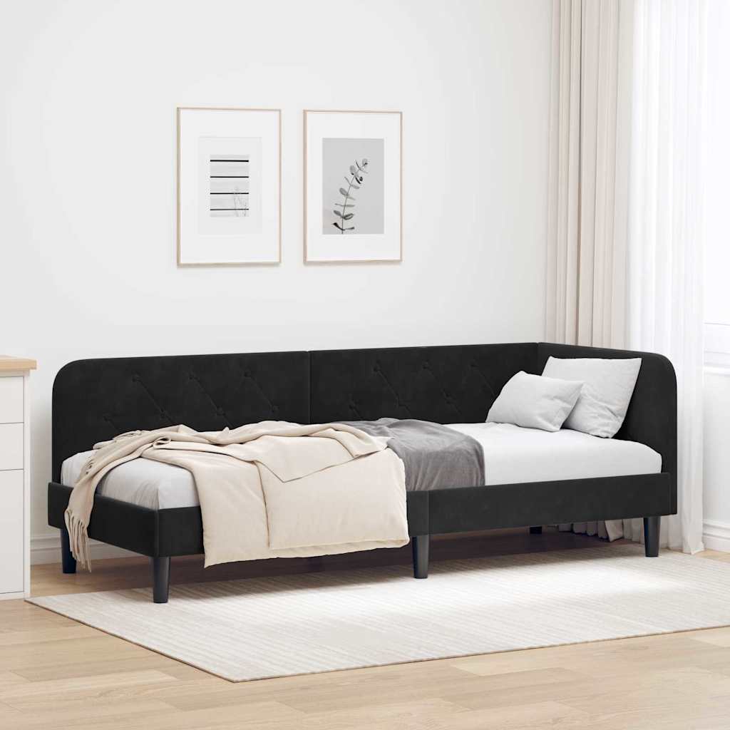Sarokágy keret Fekete 80 x 200 cm Bársony