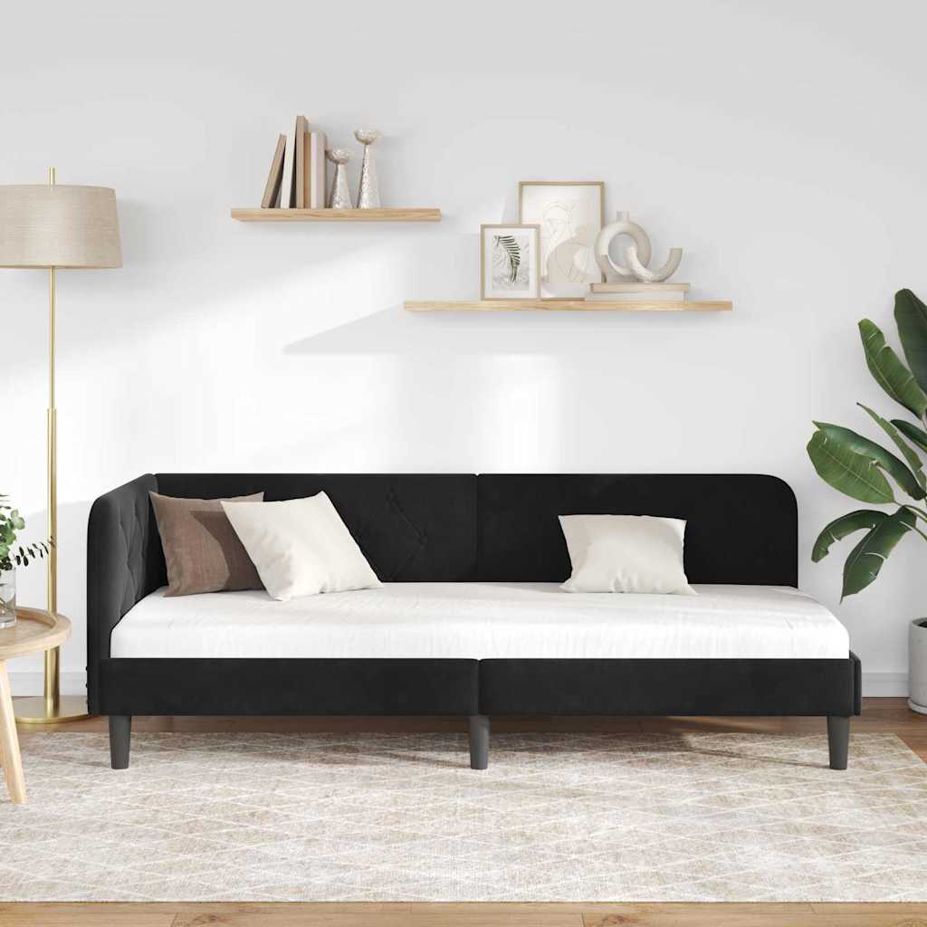 Sarokágy keret Fekete 80 x 200 cm Bársony