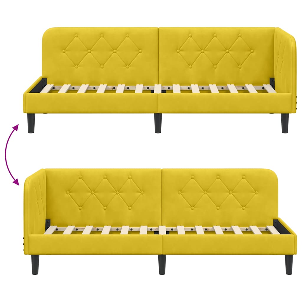 Sarokágy keret Sárga 80 x 200 cm Bársony