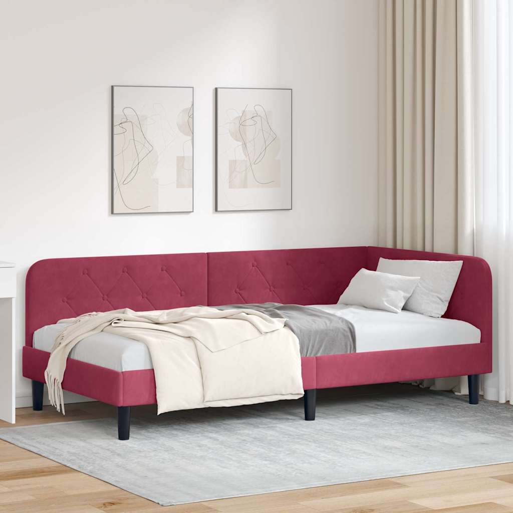 Sarokágy keret Bordó 90 x 190 cm Bársony