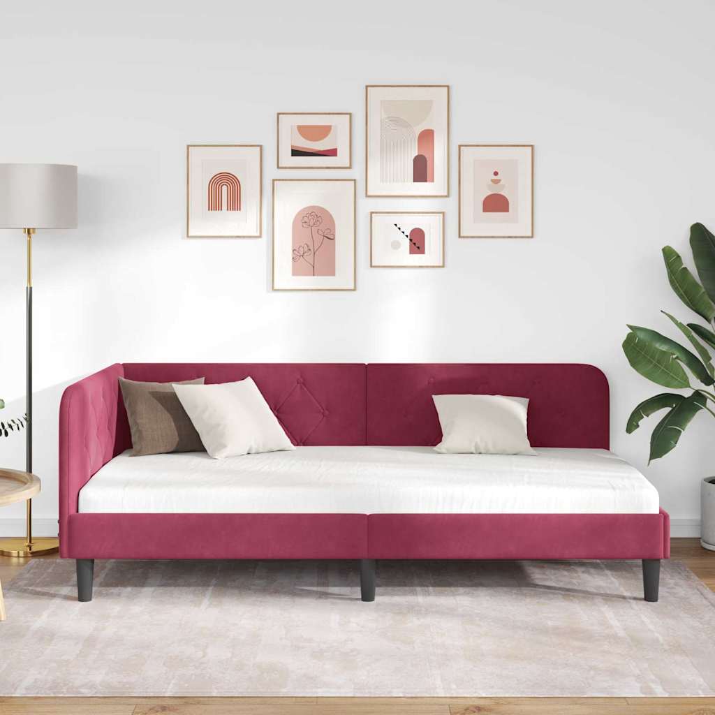 Sarokágy keret Bordó 90 x 190 cm Bársony
