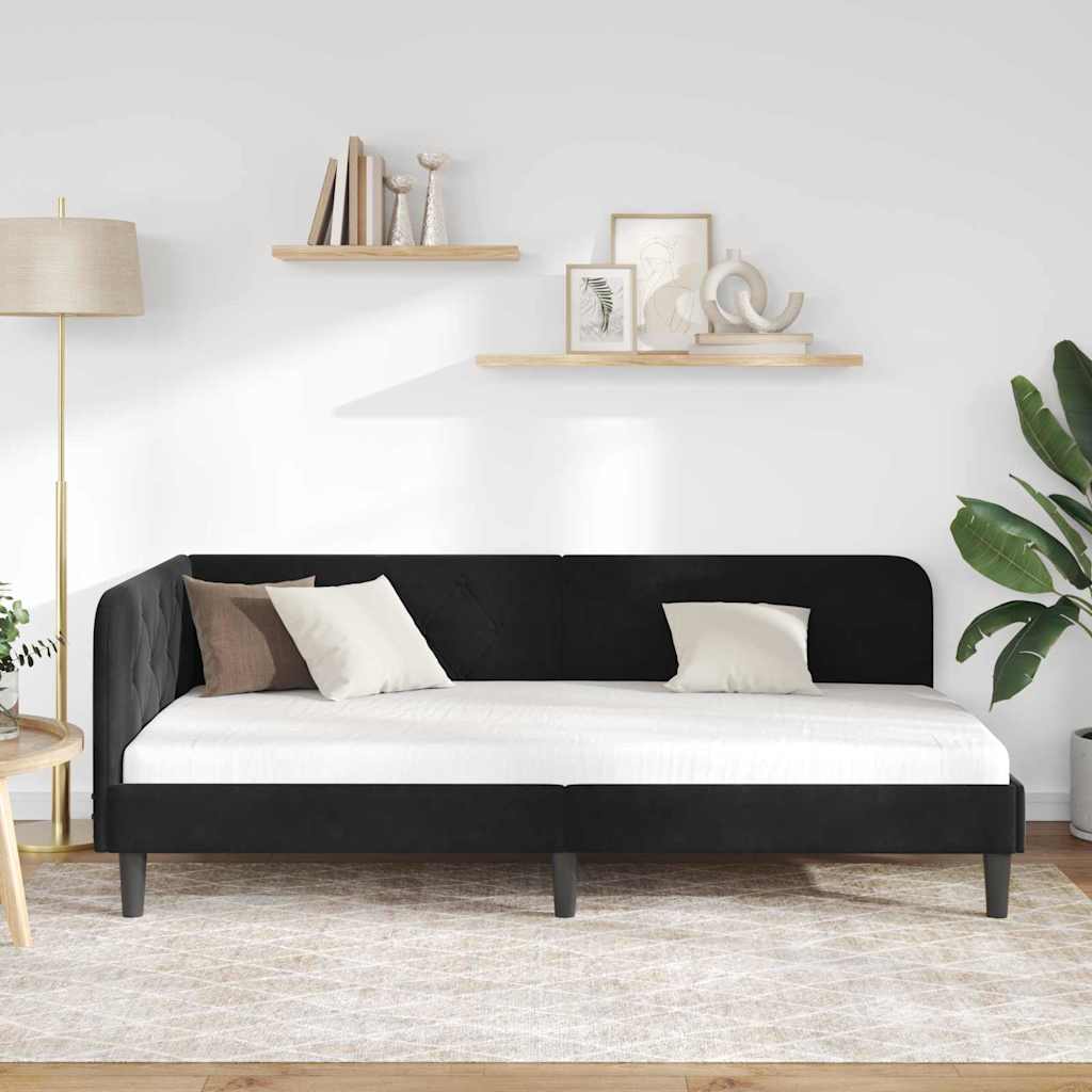 Sarokágy keret Fekete 90 x 200 cm Bársony