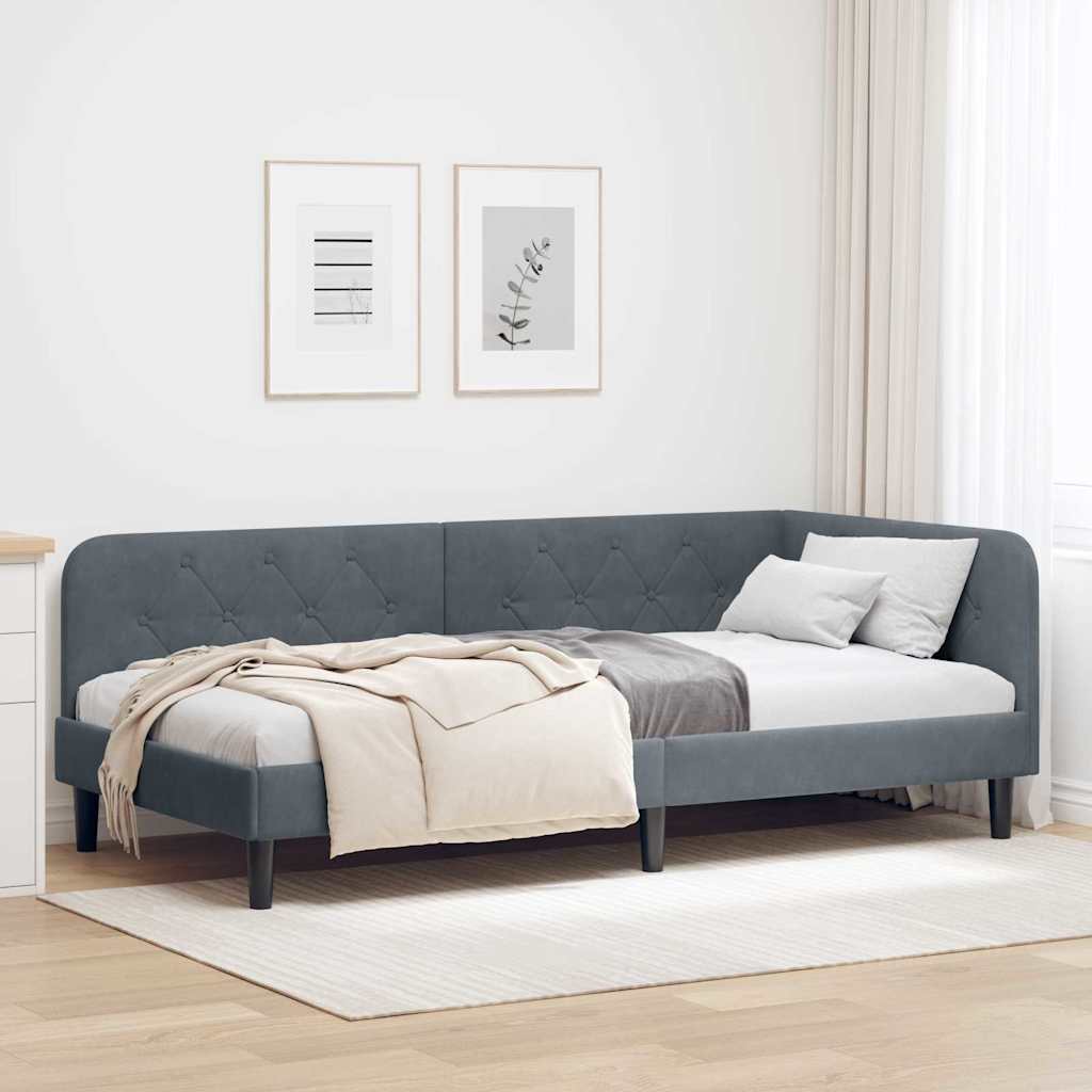Sarokágy keret Sötétszürke 100 x 200 cm Bársony