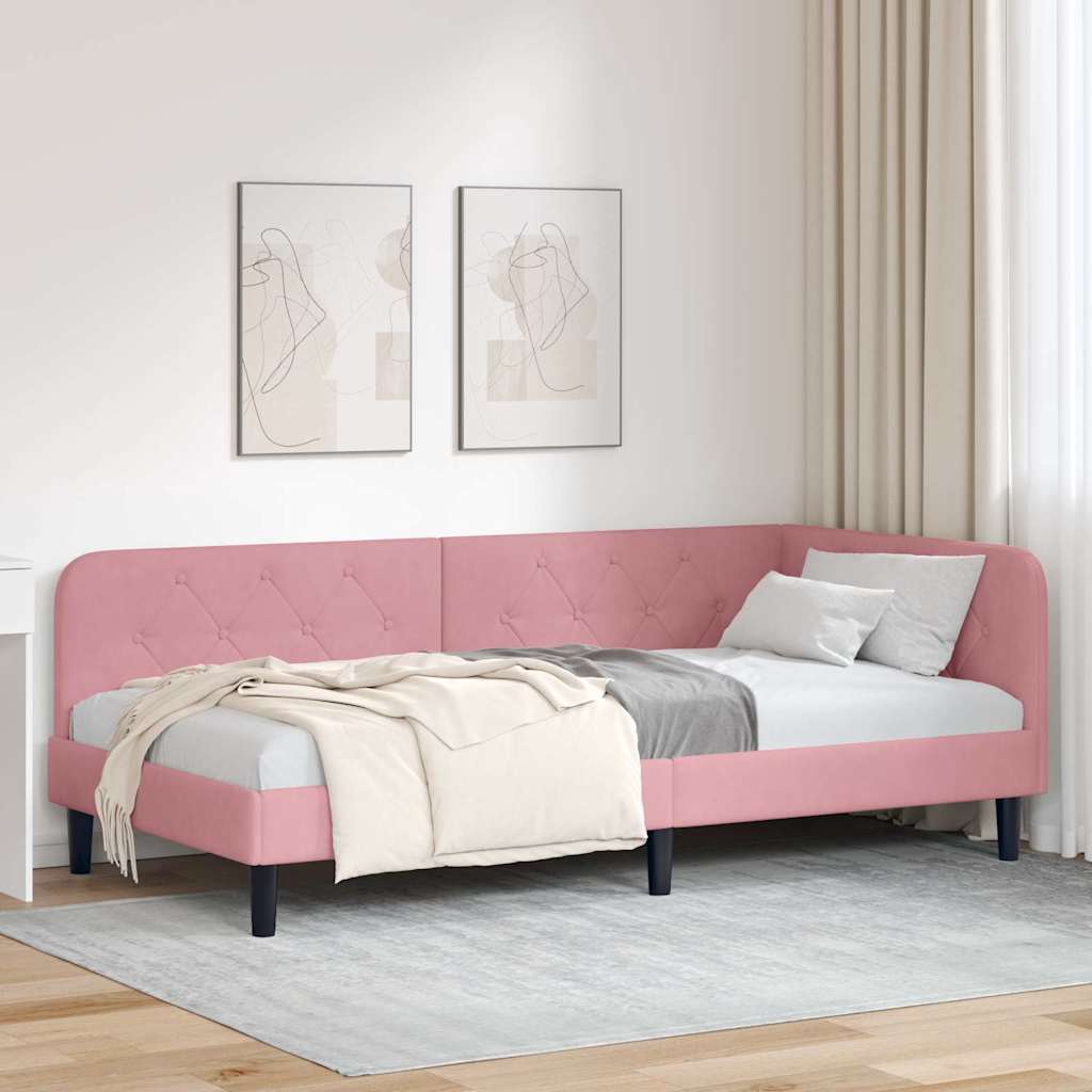 Sarokágy keret Rózsaszín 100 x 200 cm Bársony