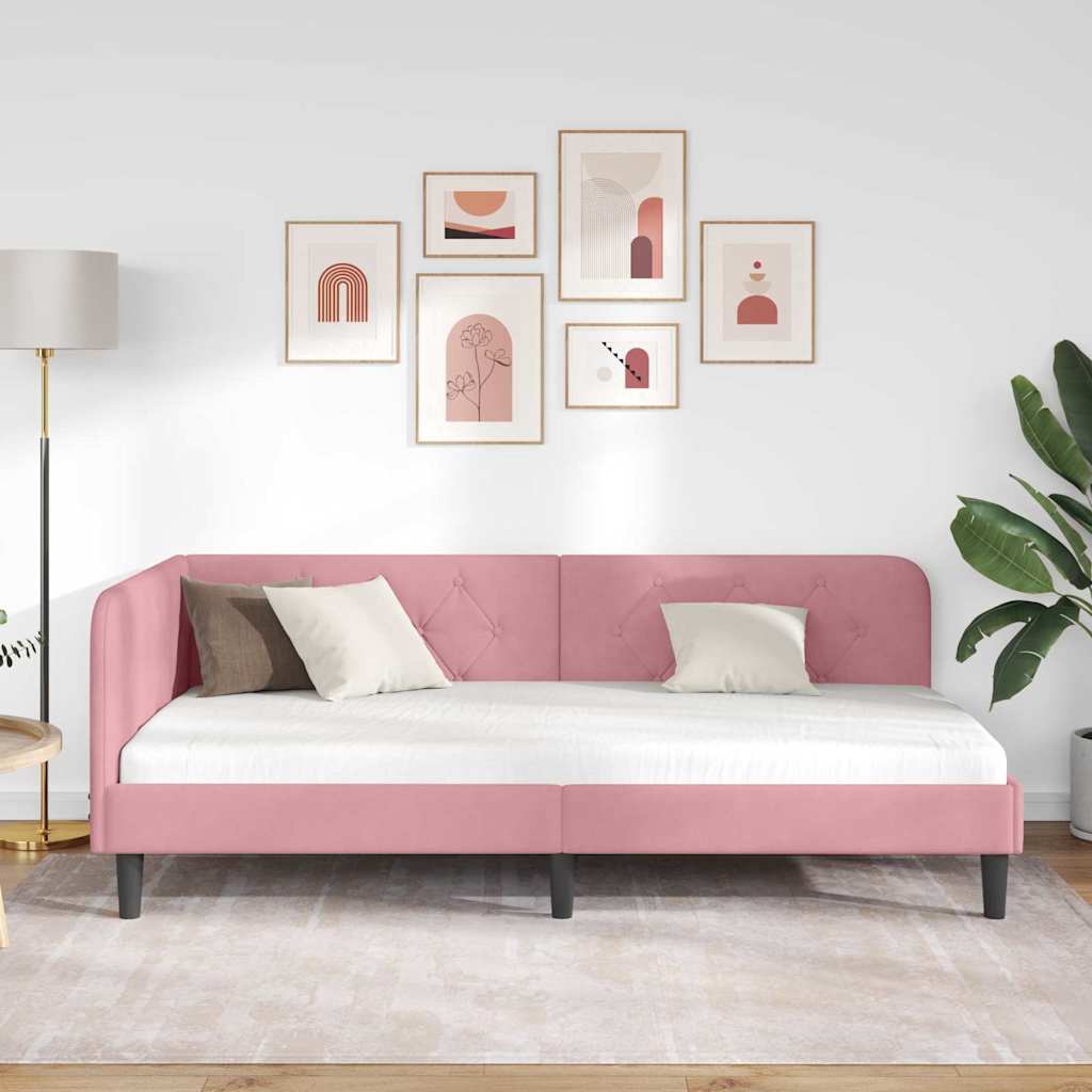 Sarokágy keret Rózsaszín 100 x 200 cm Bársony